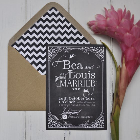 Hashtag Chalkboard Wedding Invite