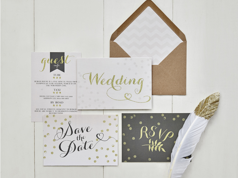 glitter glam wedding stationery | PaperGrace