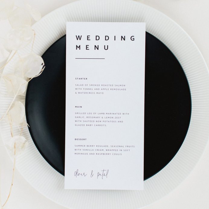 Modern Type wedding menu
