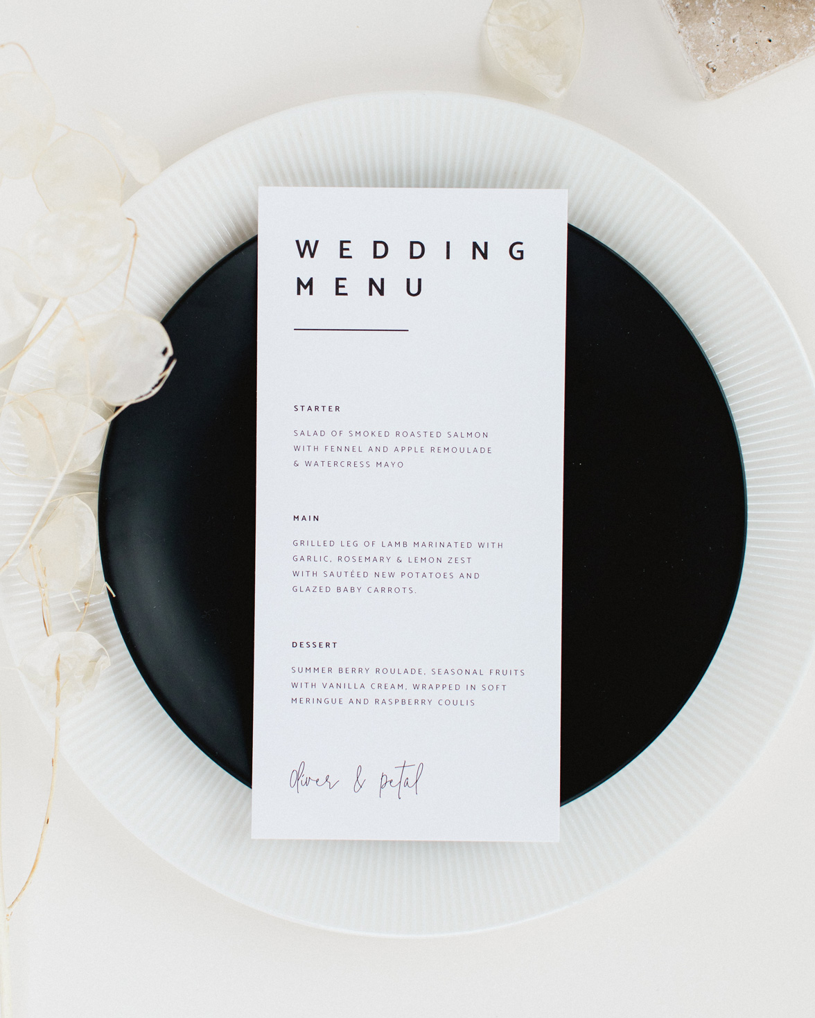 Modern Type wedding menu