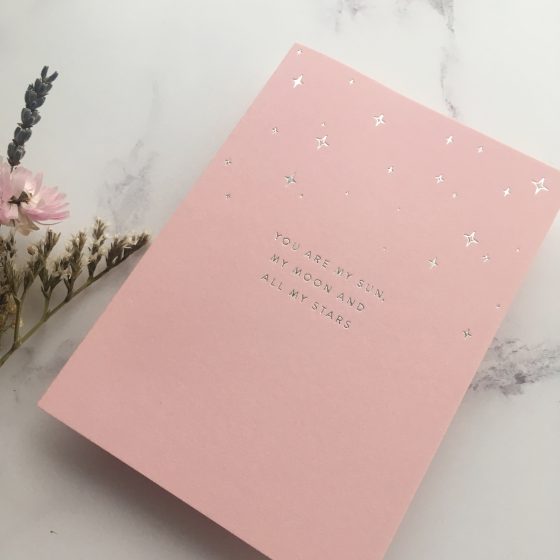 silver foil blush pink cards