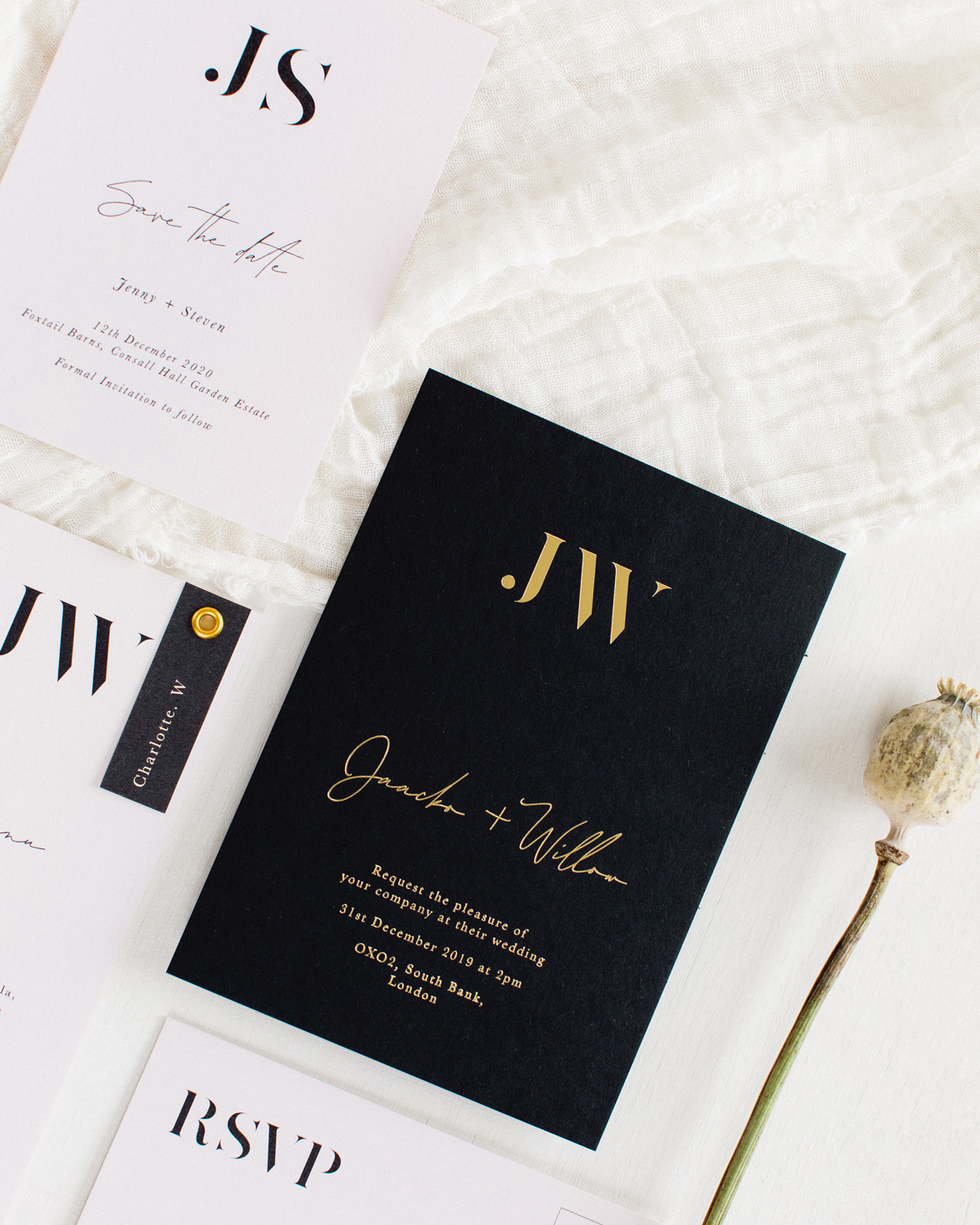 Auric Gold wedding stationery overview