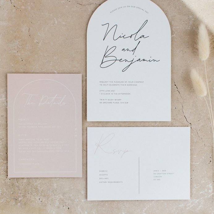 Arch Script wedding stationery collection overview