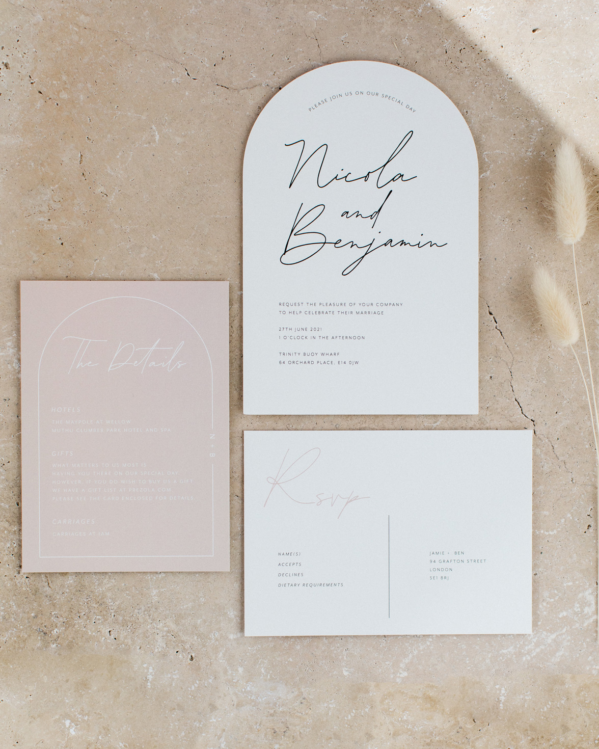 Arch Script wedding stationery collection overview