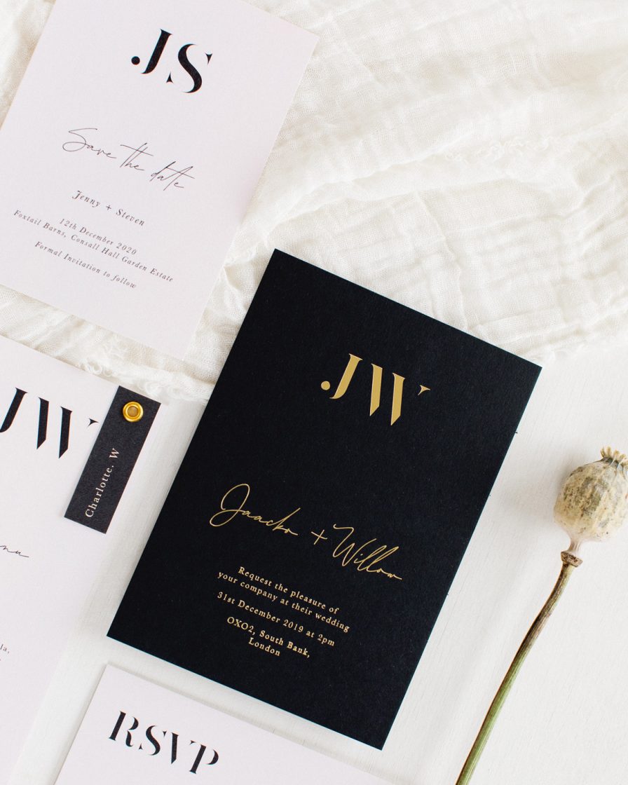 Auric Gold Wedding stationery overview