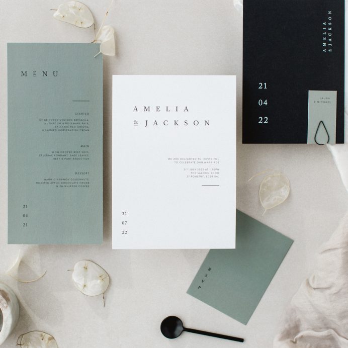 Elegant Type wedding stationery collection overview