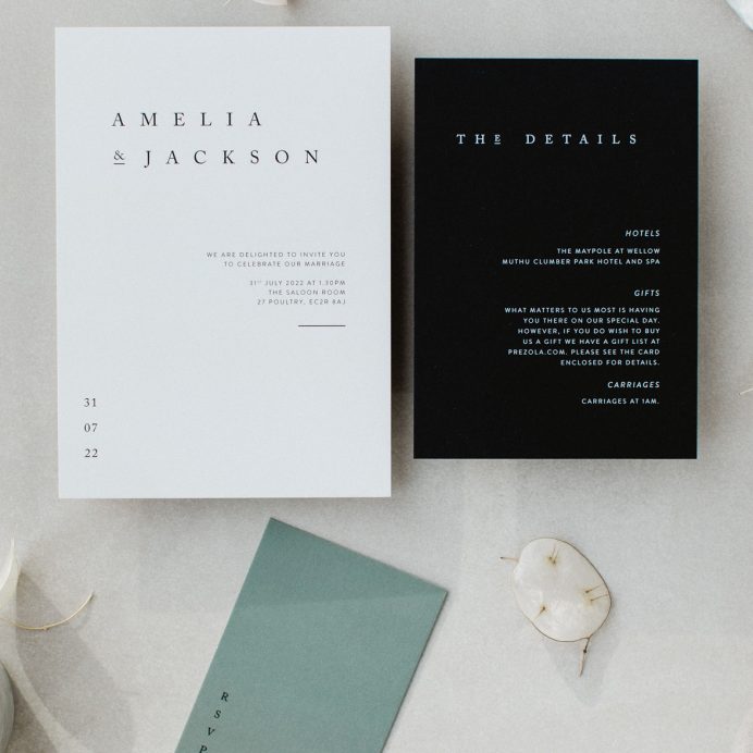Elegant Type wedding stationery collection overview