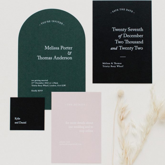 Green Revere wedding stationery collection