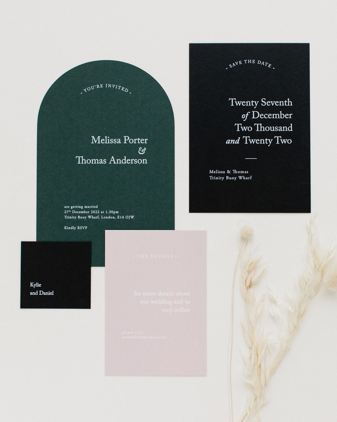 Green Revere wedding stationery collection