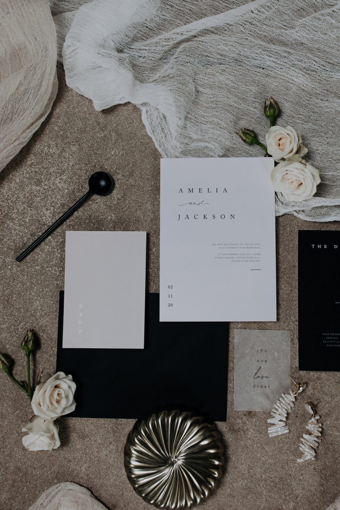 Luxe Black & White Wedding Invitations