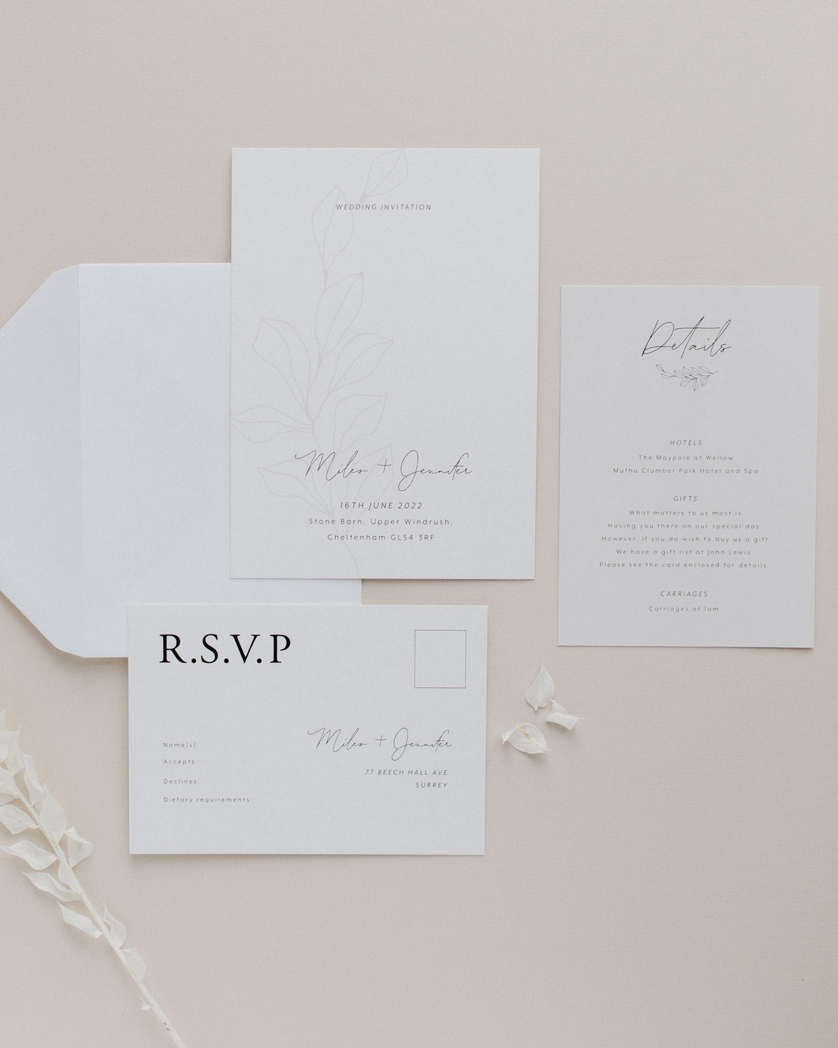 Fleur Classique wedding stationery sample pack