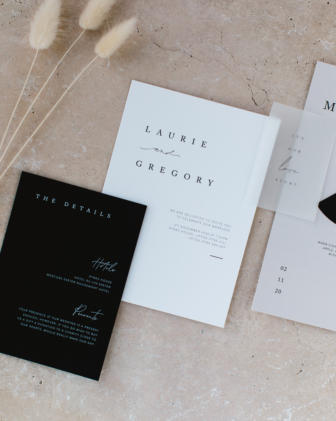 Love story Wedding stationery collection overview