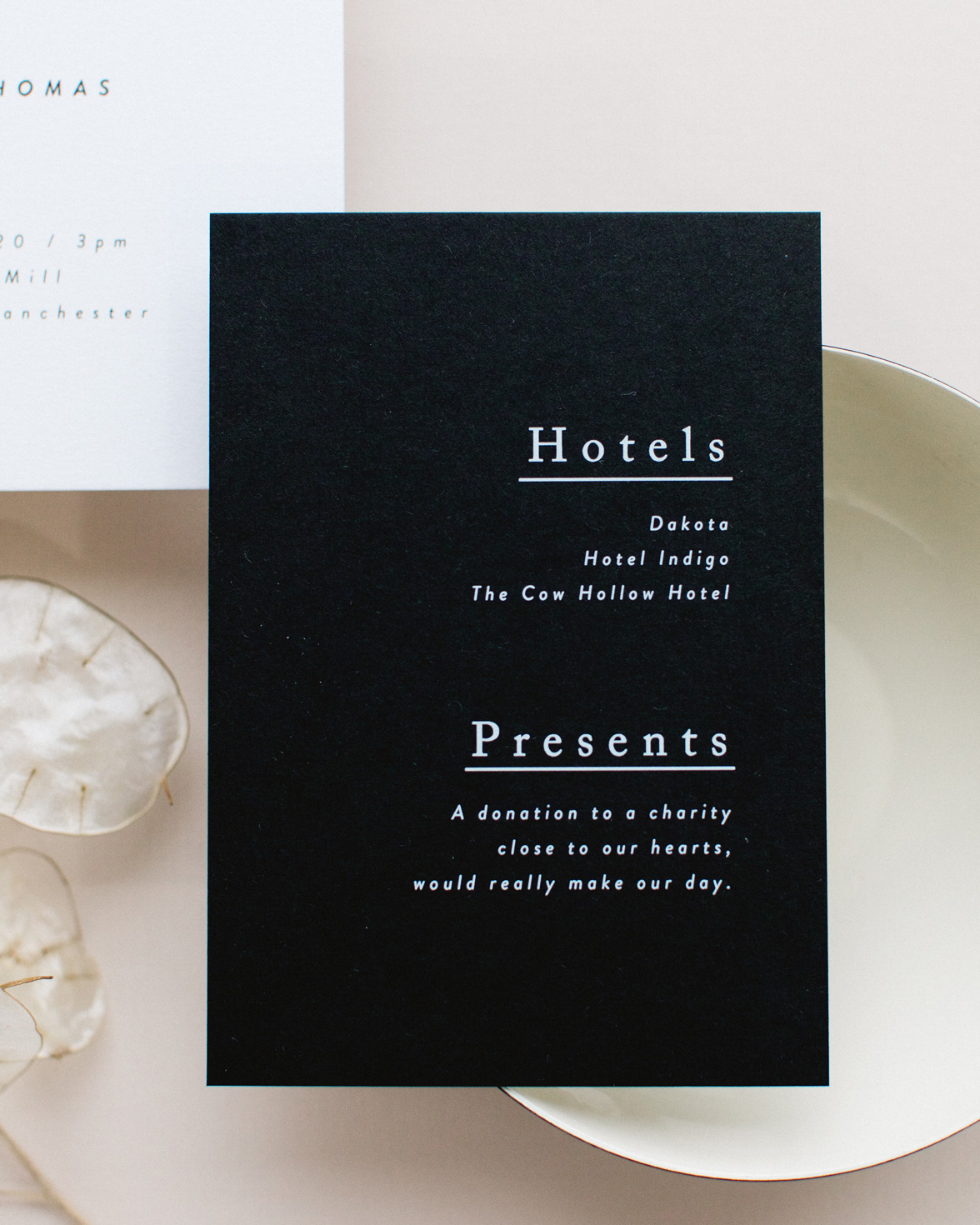 Simple Type wedding details card