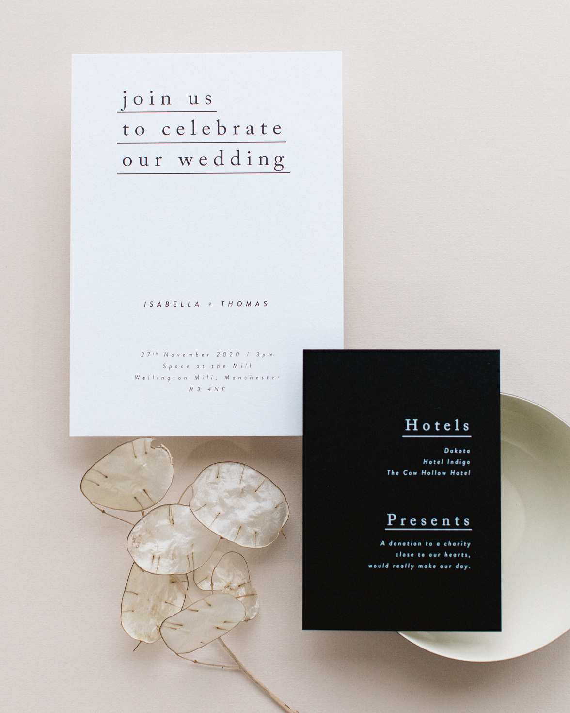 Simple Type wedding invitation and details card