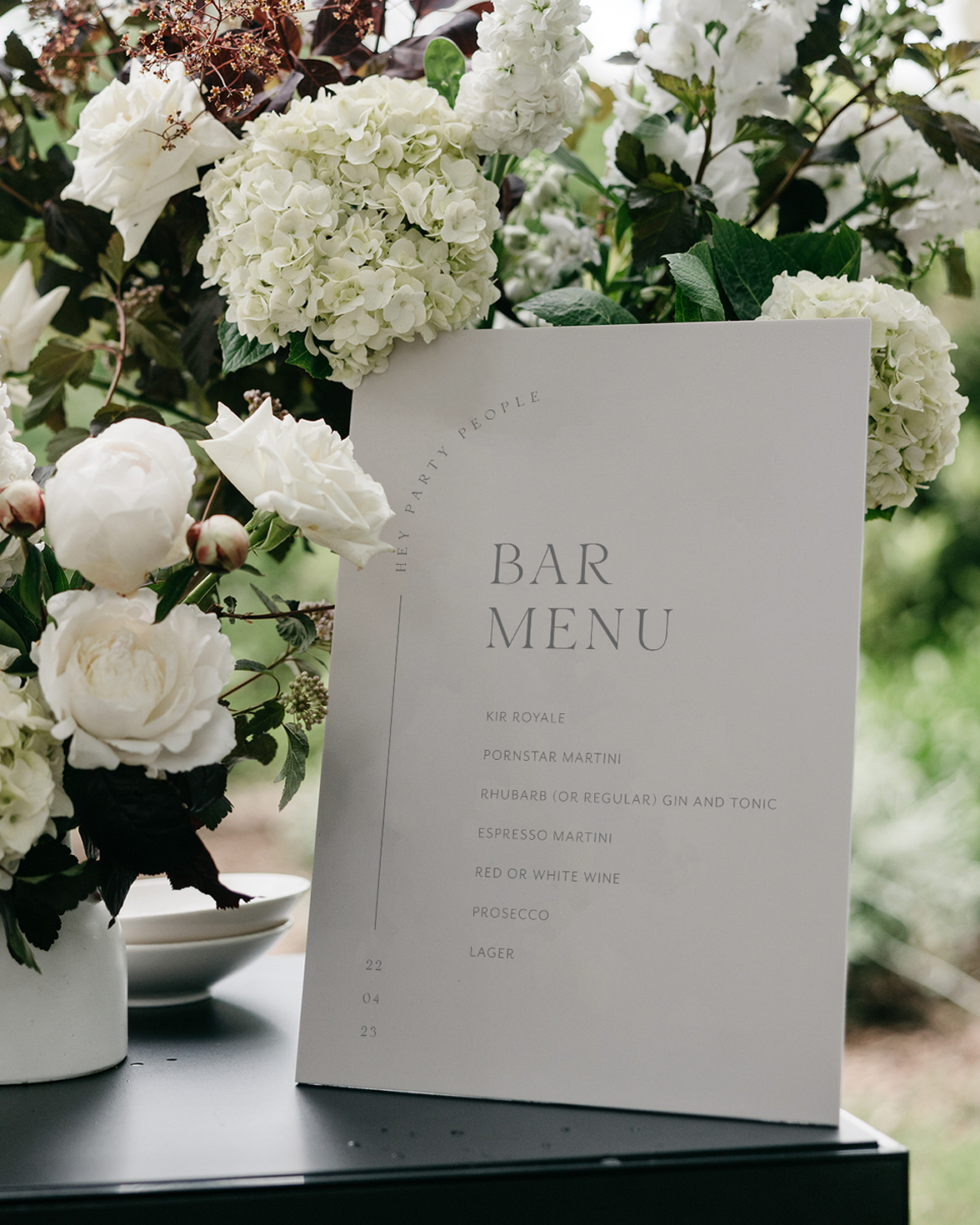 Arched Mocha wedding bar menu